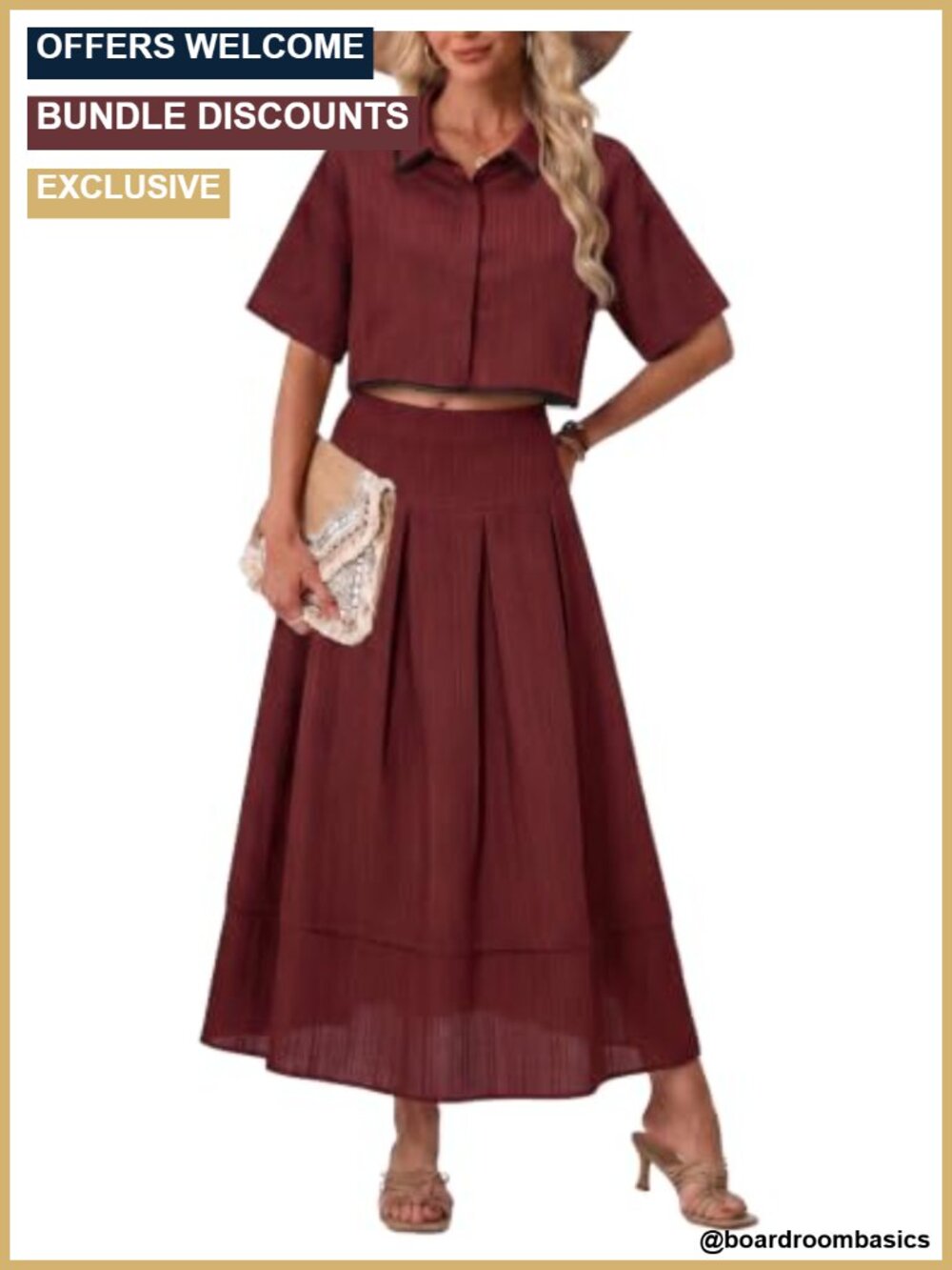 2 Piece Skirt Set Cropped Top Maxi Skirt Matching Set Polyester